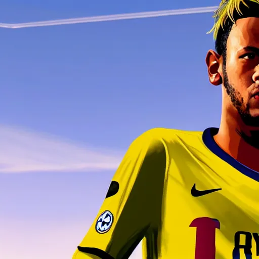 Prompt: Neymar in GTA V cover, rockstar games, no text,