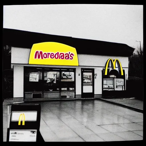 Prompt: disposable camera photo of a mcdonalds | horror | nightmare