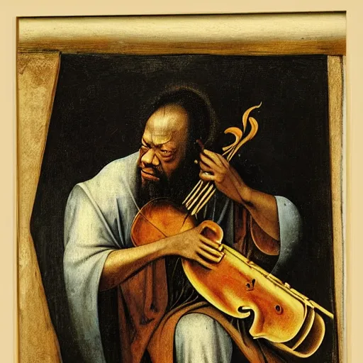 Image similar to charles mingus by hieronymus bosch