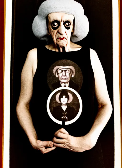 Image similar to the emperor tarot card, diane arbus portrait photography