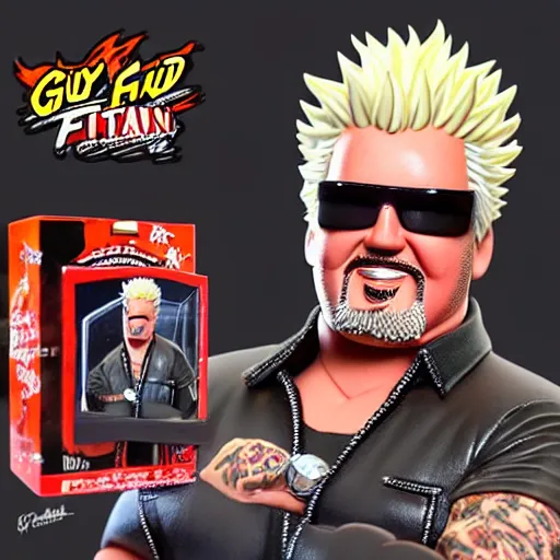 Image similar to Guy Fieri action figure, product photo, detailed, 4k