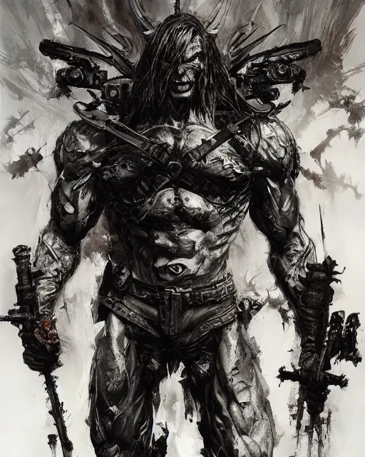 Image similar to hell warrior, demonic, painting by greg ruthowski, yoji shinkawa, yoshikata amano, alphonse murac, craig mullins, beautiful artwork, highly detailed and intricate, award - winning, collaborative artwork, detailed, 4 k, 8 k, artstation