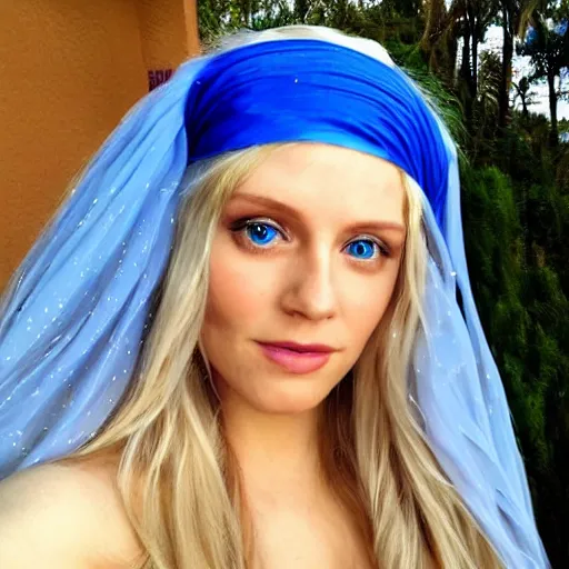 Prompt: goddess, mother god, beautiful, majestic, beautiful blue big eyes, long blond hair, dressed with white silk and head veil, goodness, love light life, grace, goodness, sweet, intelligent, sparkles of light on his head, blue sky