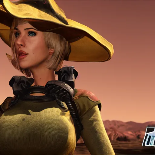 Image similar to Amouranth in UE5 Fallout New Vegas Mod, high detail, award winning