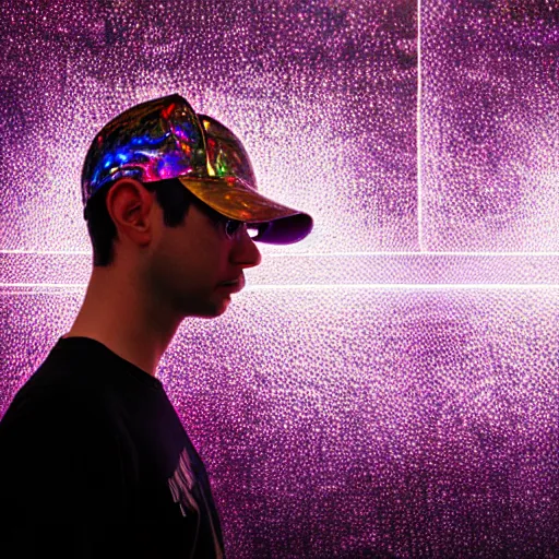 Image similar to cinematic shot epic halls of creativity, walls of large moving images, hyper realistic, mood lighting, fantasy, detailed people creating beautiful diverse large holographic art, highly detailed, super realistic, point of view of visor wearer, hands painting in the air!, perfect lighting pixel sorting