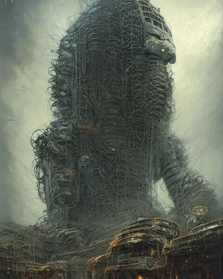 Prompt: low angle shot of a giant cyberpunk robot character in chernobyl, intricate, elegant, highly detailed, centered, digital painting, artstation, concept art, smooth, sharp focus, illustration, artgerm, tomasz alen kopera, peter mohrbacher, donato giancola, joseph christian leyendecker, wlop, boris vallejo