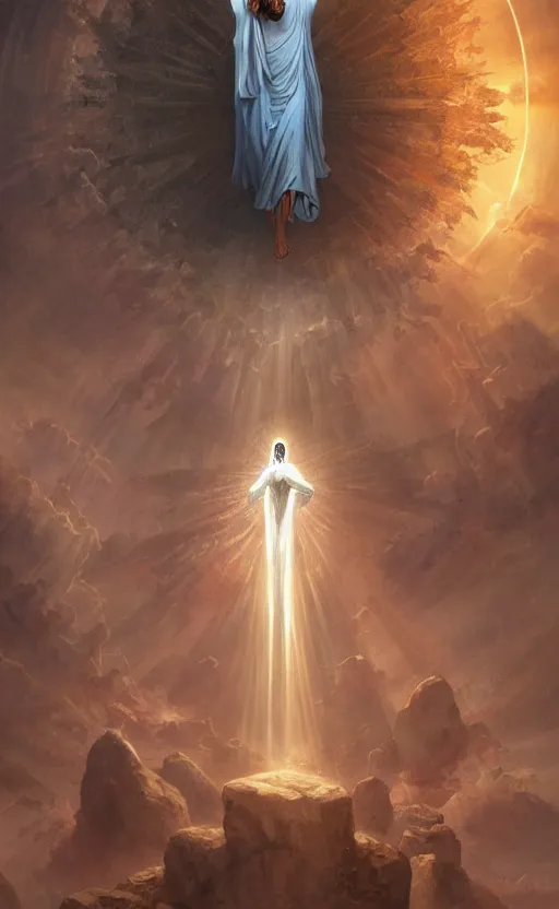 Prompt: jesus looking into a portal hopping and time warping with reckless abandon, surrounded by eyes, dramatic scene, masterpiece digital painting by Greg Rutkowski, Alex Grey, artstation, 4k wallpaper