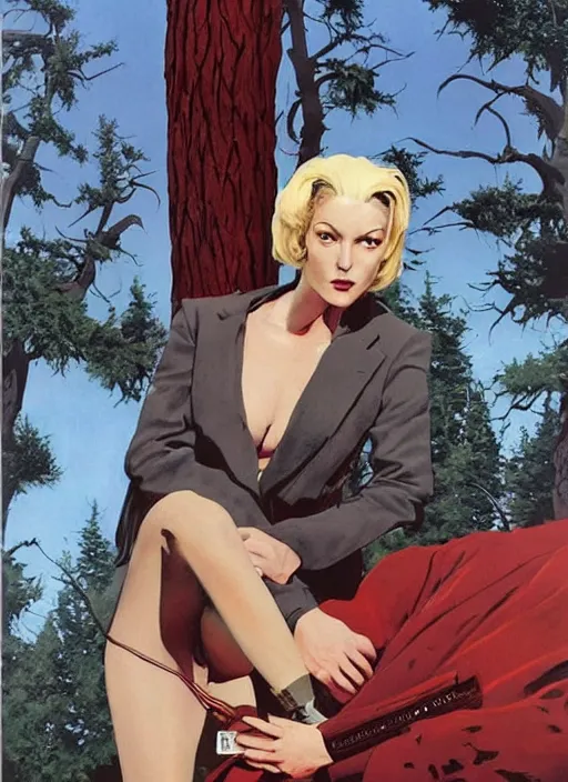 Image similar to twin peaks movie poster art by robert mcginnis