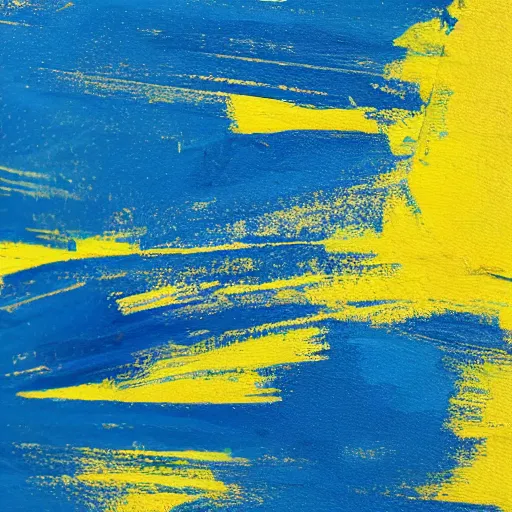 Image similar to a photo of blue paint mixed with yellow paint on canvas