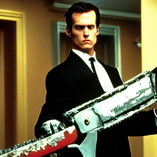 Image similar to Still of American Psycho with a chainsaw, in Eyes Wide Shut (1999)