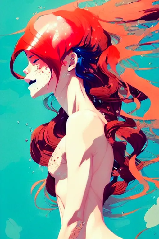 Image similar to a ultradetailed beautiful panting of a stylish woman with hair made out of water, by conrad roset, greg rutkowski and makoto shinkai trending on artstation