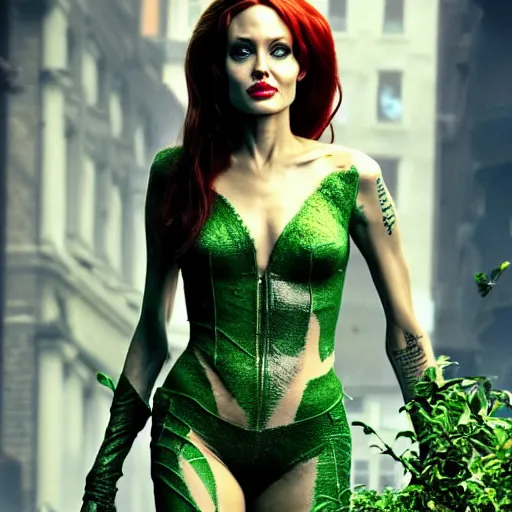 Image similar to Angelina Jolie as Poison Ivy 8k hdr Batman movie still