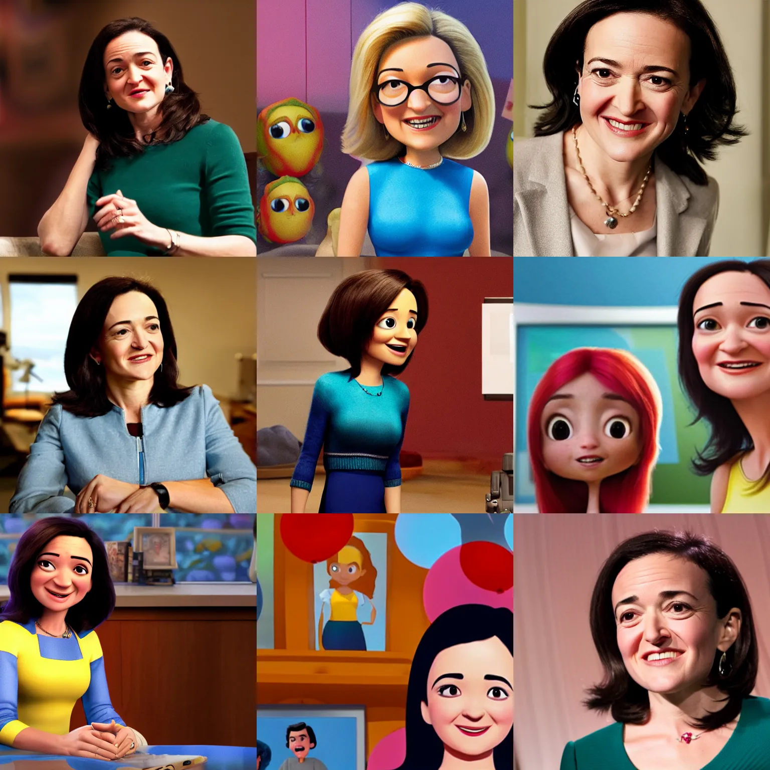 Prompt: Sheryl Sandberg in new Pixar movie