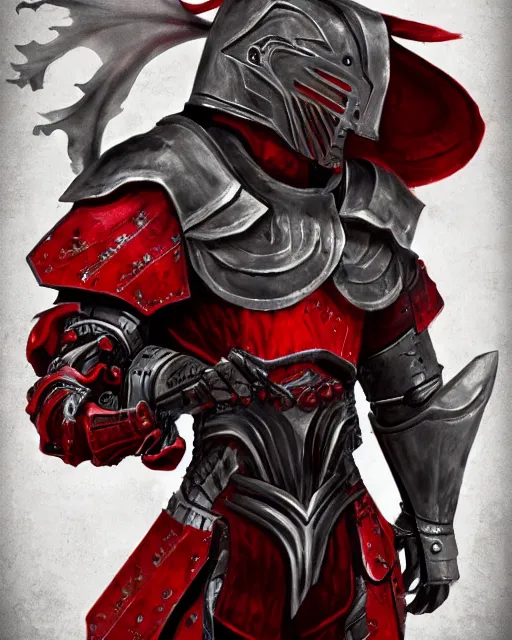 Image similar to full body, knight armored in red, fantasy art, trending on artstation