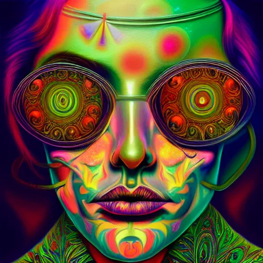 Image similar to An extremely psychedelic portrait of Rock N Roll, surreal, LSD, face, detailed, intricate, elegant, lithe, highly detailed, digital painting, artstation, concept art, smooth, sharp focus, illustration