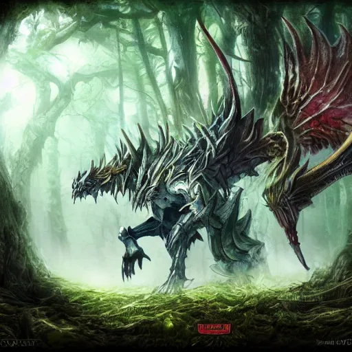 Image similar to final fantasy beast in the woods, highly detailed, digital art, sharp focus, trending on art station, warhammer fantasy,