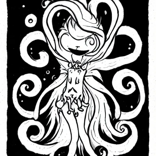 Prompt: tattoo design of a cute will o'the wisp character