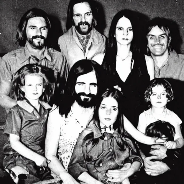 Image similar to the manson family christmas photo