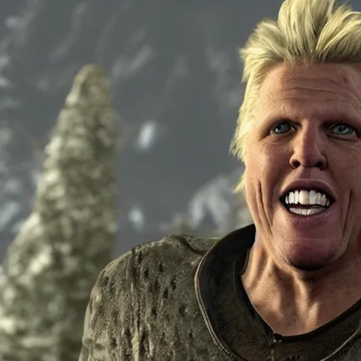 Image similar to screenshot of gary busey in Skyrim