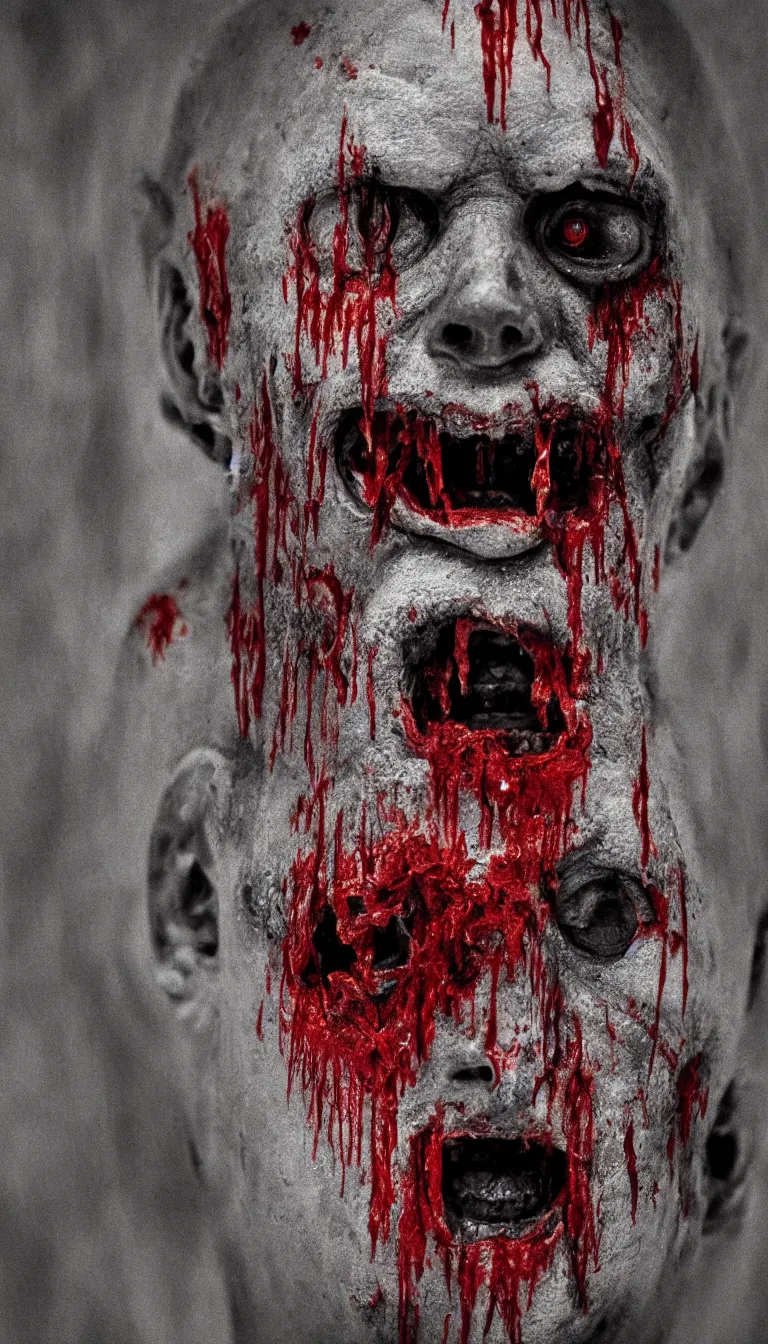 Prompt: macro photo of a horror bloody face, scary art, by Zdzisław Beksiński, 8k horror