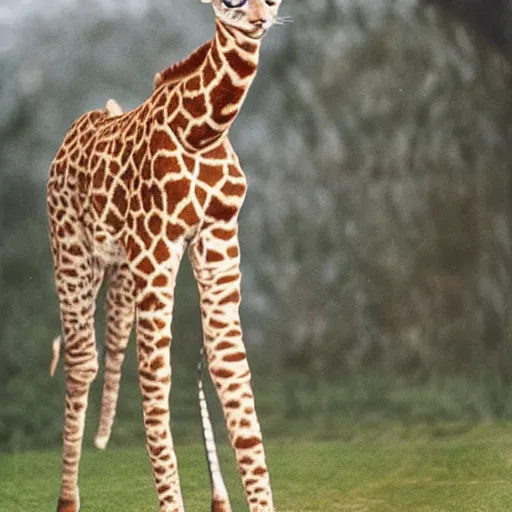 Image similar to cat giraffe hybrid, rare photograph