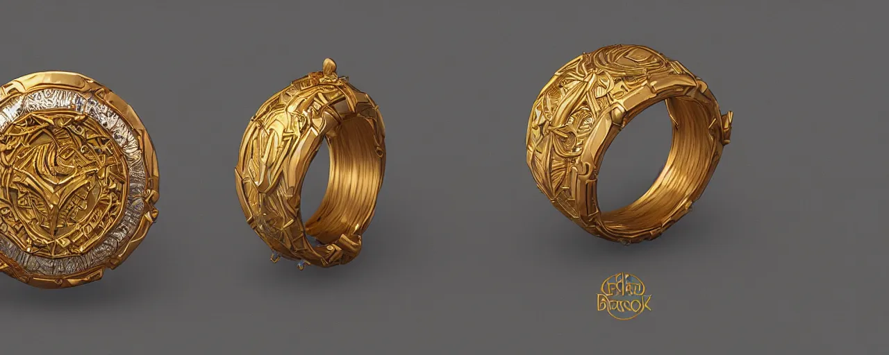 Image similar to simple ring with a shield ornament, ring, wood, gold, smooth shank, crystals, engravings, product design, jewelry, art by gerald brom, greg rutkowski and artgerm and james jean and zdzisław beksinski, 8 k, unreal engine, c 4 d