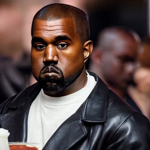 Prompt: kanye west drinking a milkshake