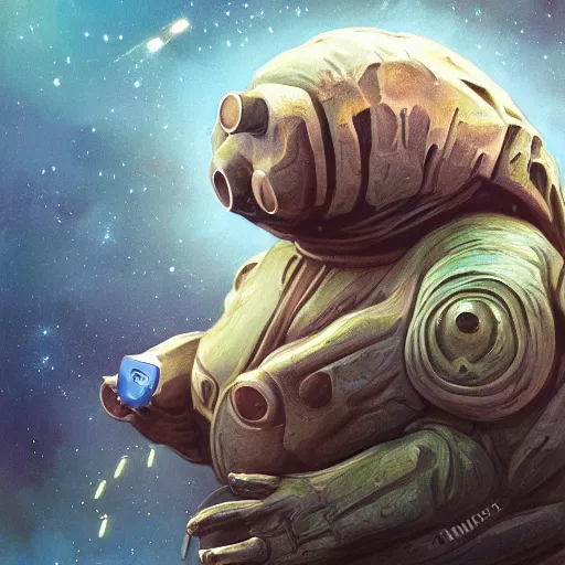 Image similar to detailed science - fiction tardigrade portrait of a tardigrade shooting lasers out of its eyes, intricate, wild, highly detailed, digital painting, artstation, concept art, smooth, sharp focus, illustration, art by artgerm and greg rutkowski and alphonse mucha