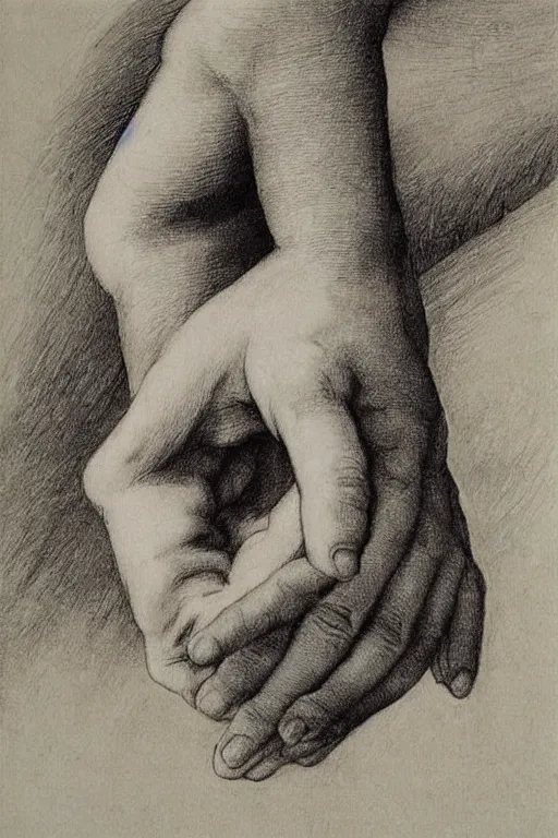 Prompt: a graceful open hand, pencil-drawing by albrecht-durer