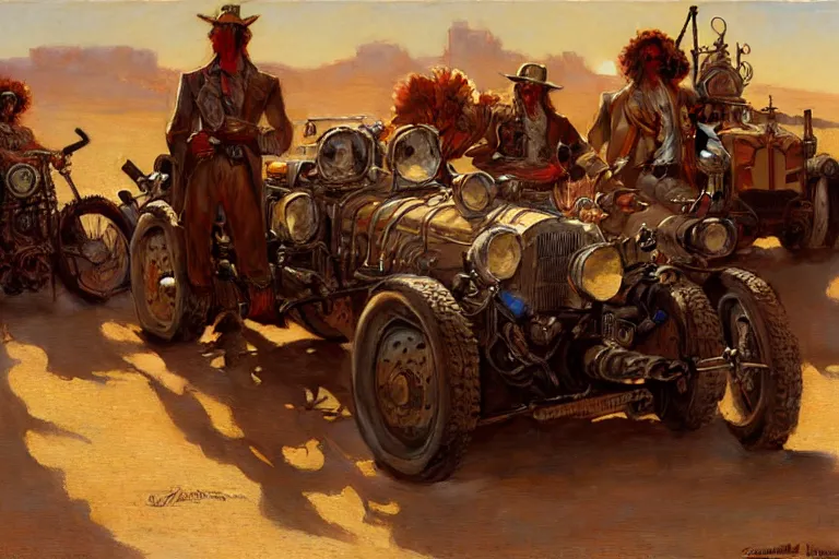 Prompt: ! dream desert bandits, dieselpunk, painting by gaston bussiere, craig mullins, j. c. leyendecker