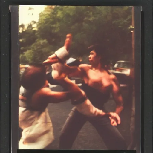 Prompt: Polaroid photo of everybody is Kung Fu Fighting, award winning