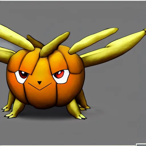 Image similar to A pokemon that looks like The flying Trypoxylus dichotomus,pumpkin body,Trending on art station. Unreal engine.