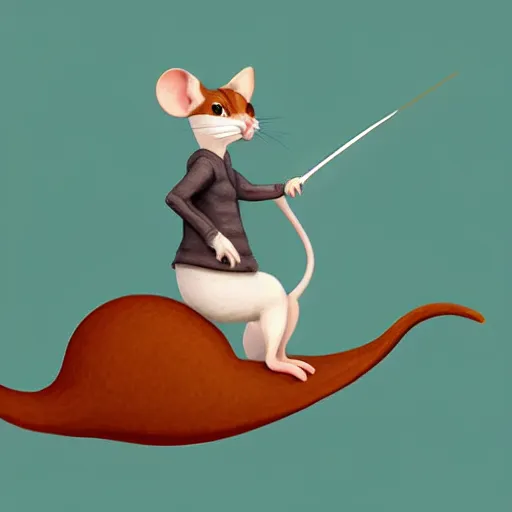 Prompt: a mouse riding on a prancing cat, illustration, digital art, trending on artstation