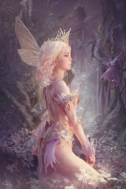 Image similar to fairy princess, highly detailed, d & d, fantasy, highly detailed, digital painting, trending on artstation, concept art, sharp focus, illustration, art by artgerm and greg rutkowski and fuji choko and viktoria gavrilenko and hoang lap