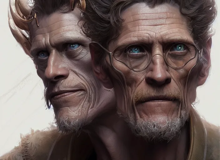 Image similar to williem dafoe as oscar diggs, intricate, d & d, fantasy, art nouveau, digital painting, trending on artstation, sharp focus, illustration, concept design, global illumination, ray tracing, art by artgerm and greg rutkowski and ruan jia