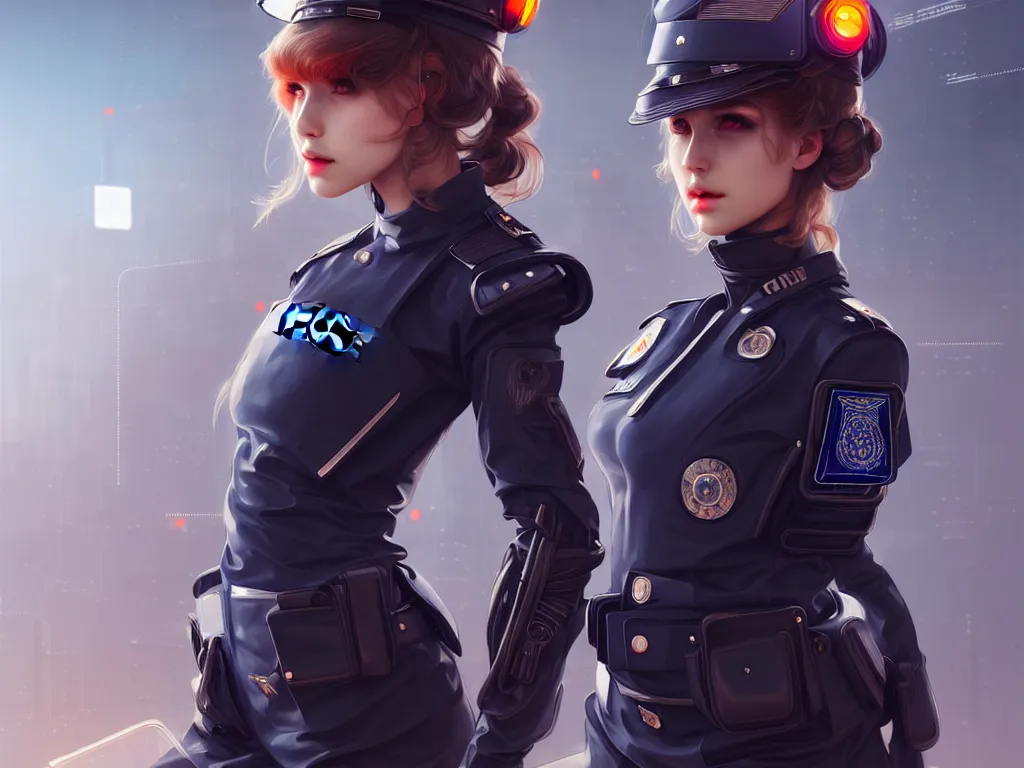 Prompt: portrait futuristic germany police uniform girl, at future neon light rooftop, ssci - fi and fantasy, intricate and very very beautiful and elegant, highly detailed, digital painting, artstation, concept art, smooth and sharp focus, illustration, art by tan zi and ayanamikodon and alphonse mucha and wlop