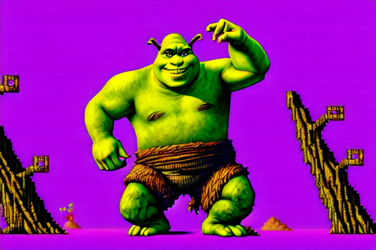 Image similar to shrek beautiful detailed pixelart by albertov in the style of quest for glory remake, intricate details, beautifully dithered gradients, volumetric lighting, cgsociety, artstation, 2 d