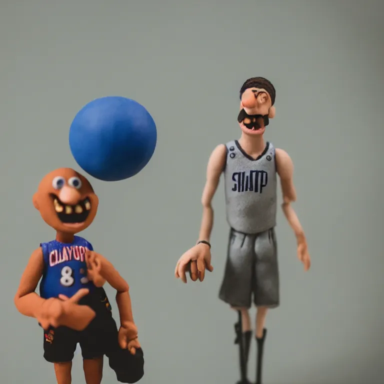 Image similar to a cinematic film still of a claymation stop motion film starring shaq, shallow depth of field, 8 0 mm, f 1. 8