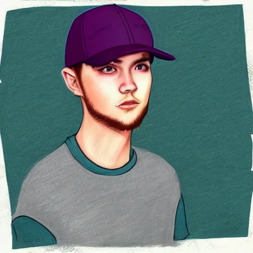 Image similar to a drawing of a person wearing a baseball cap, digital art by Yi Insang, featured on instagram, digital art, art on instagram, art, masterpiece