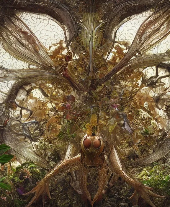 Prompt: intricate ornate opulent transparent clear see - through portrait of a playful beautiful starfish mollusk beetle, fractal, adorable, childlike, overgrown biopunk jungle environment, ultra realistic, concept art, art nouveau, photorealistic, octane render, 8 k, unreal engine. art by christopher marley and artgerm and greg rutkowski and alphonse mucha