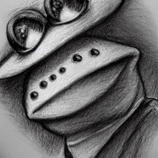 Image similar to low detail pencil sketch of kermit the frog