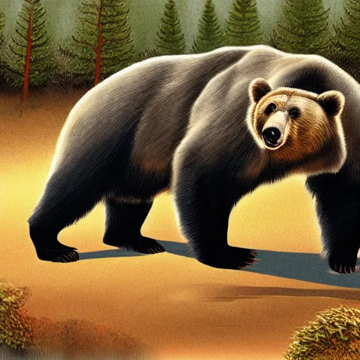 Prompt: bear tiber hybrid paleoart t