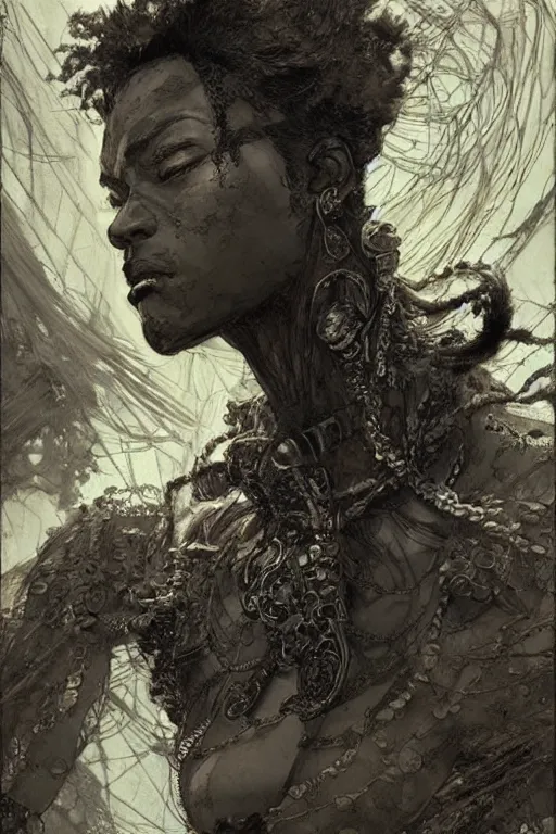 Prompt: portrait of makima from chainsawman, pen and ink, intricate line drawings, by craig mullins, ruan jia, kentaro miura, greg rutkowski