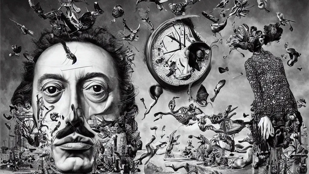 Image similar to the newest masterpiece of salvador dali and dan hillier, it is called ; time doesn't exist