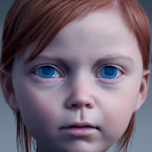 Prompt: hyperrealistic baby big blue eyes thin auburn hair big cheeks, stunning 3 d render inspired by istvan sandorfi & greg rutkowski & mike judge, perfect symmetry, dim volumetric cinematic lighting, 8 k octane comprehensive render, extremely mega hyper - detailed and lifelike attributes & atmosphere, intricate, realistic flesh texture, masterpiece, artstation, stunning,