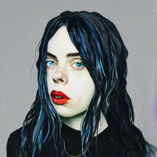 Prompt: Billie Eilish painted by Feng Zhu