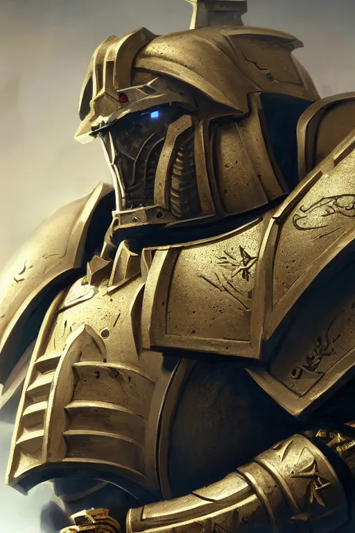 Image similar to armor portrait heros warhammer 4 0 k horus heresy fanart - the primarchs emperor by johannes helgeson animated with vfx concept artist & illustrator global illumination ray tracing hdr fanart arstation zbrush central hardmesh 8 k octane renderer comics stylized