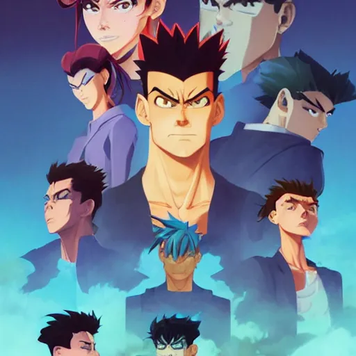 Image similar to face icon stylized minimalist yu yu hakusho, loftis, cory behance hd by jesper ejsing, by rhads, makoto shinkai and lois van baarle, ilya kuvshinov, rossdraws global illumination