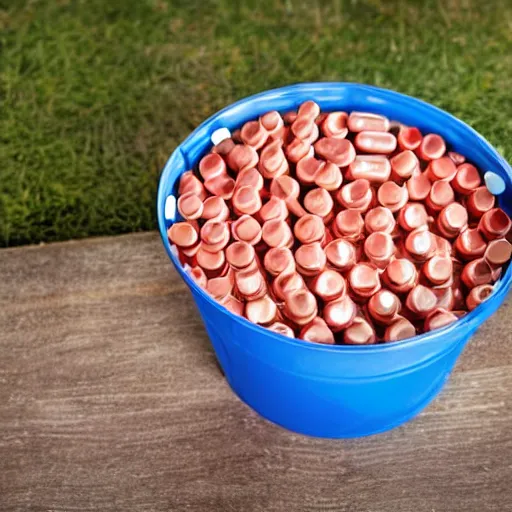 Prompt: a bucket full of dog pills