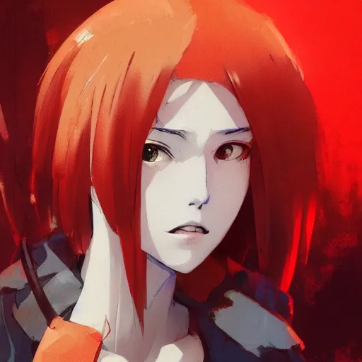 Prompt: portrait of a teen girl with short red hair, dramatic lighting, anime illustration by Alexis Franklin, Greg rutkowski, yoji shinkawa, 4k, digital art, concept art, trending on artstation, アニメ, featured on pixiv